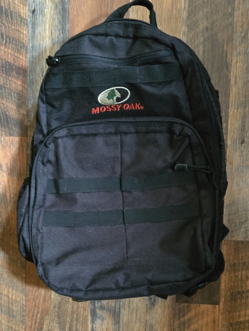 Mossy Oak Black Tactical-Style Backpack with Patch Logo Large